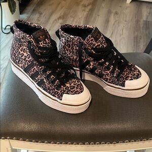 LIKE NEW Adidas leopard high tops. Worn once.